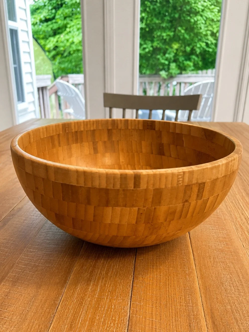 IKEA Natural Bamboo Wood Bowl - Warm Brown Finish